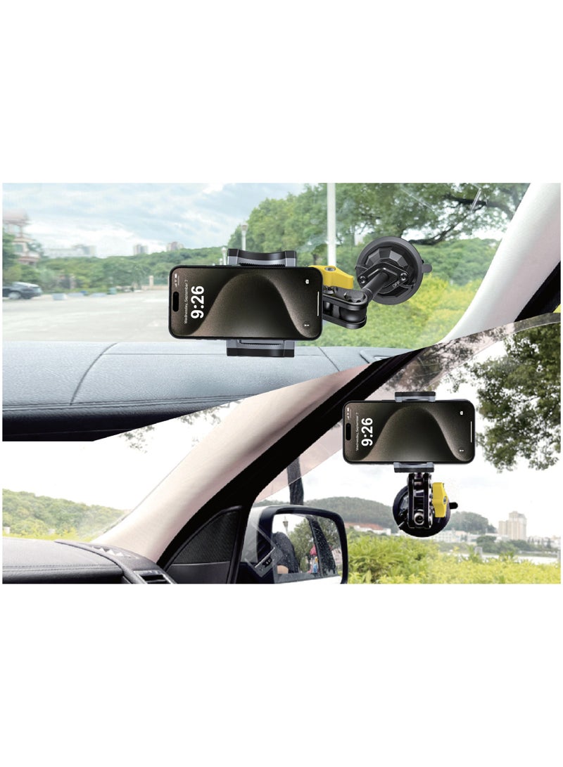 يوفو حامل جوال YOUFO Y-4872 قابل للدوران 360 درجة مع قاعدة شفط قوية – مناسب للسيارة والمكتب، تصميم مدمج وأنيق - Image 2